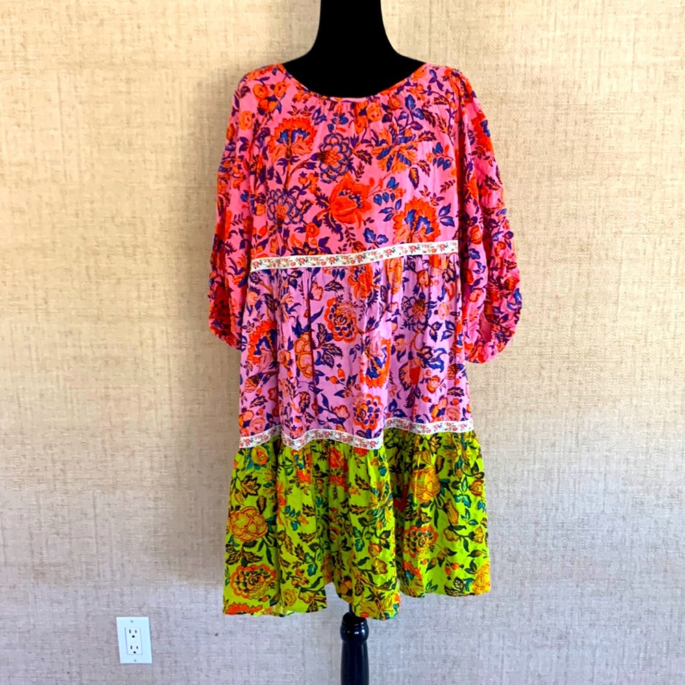 Bohemian batik, gauze, Anthropologie summer dress, size large